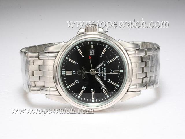 Replica Omega De Ville Co-Axial GMT Working Automatic with Black Dial