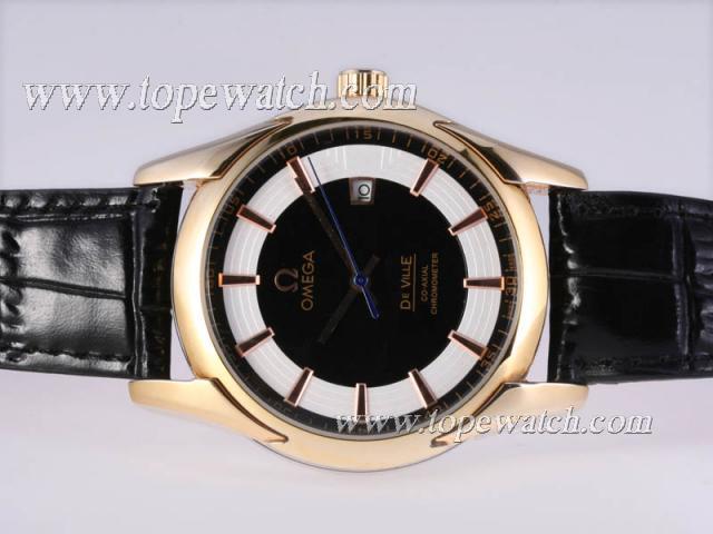 Replica Omega Hour Vision See Thru Case Automatic Gold Case with Black Dial