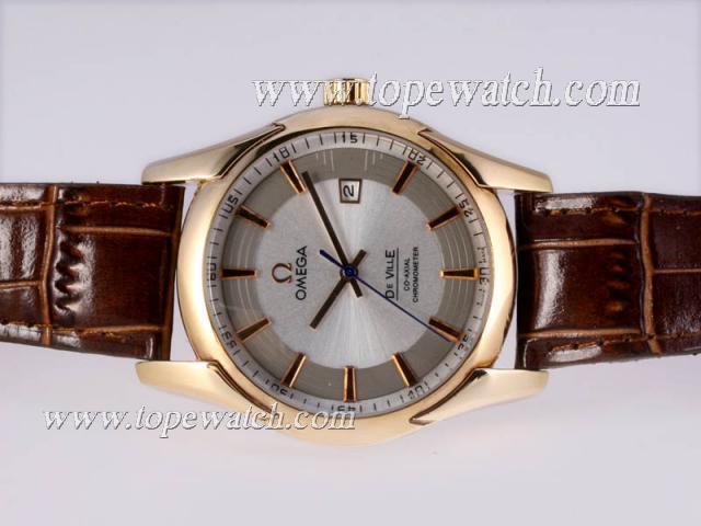 Replica Omega Hour Vision See Thru Case Automatic Gold Case with White Dial