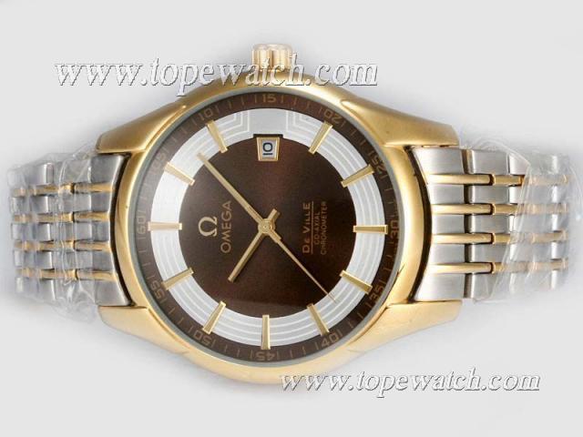 Replica Omega Hour Vision See Thru Case  Automatic Two Tone with Brown Dial