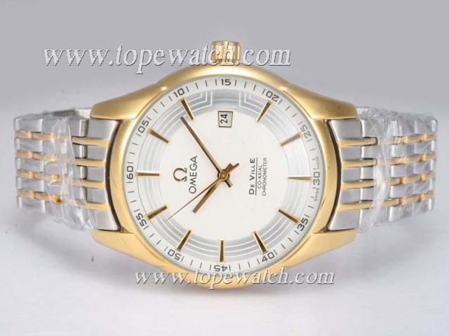 Replica Omega Hour Vision See Thru Case Automatic Two Tone with White Dial