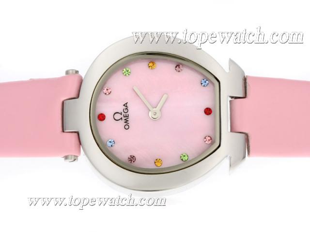 Replica Omega Mania Diamond Markers with Pink Dial-Lady Size