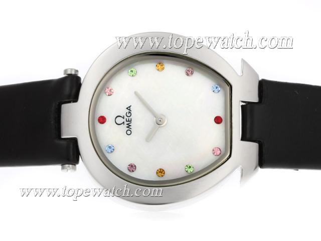 Replica Omega Mania Diamond Markers with White Dial-Lady Size