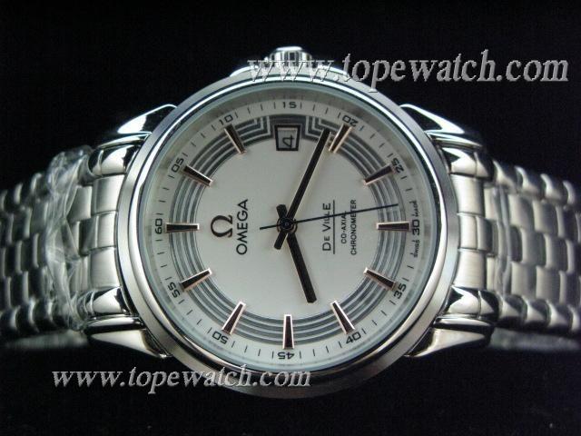 Replica Omega OMG-111 DE-VILLE CO-XAIL AUTO SS WHITE GOLD BAR