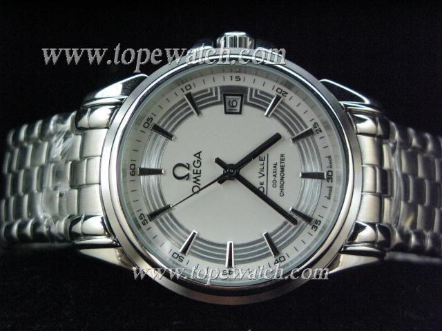 Replica Omega OMG-112 DE-VILLE CO-XAIL AUTO SS WHITE SILVER BAR