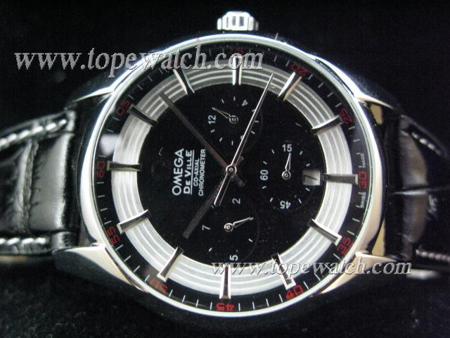 Replica Omega OMG-123 064 BLACK CHRONO METER AUTO BLACK LEATHER