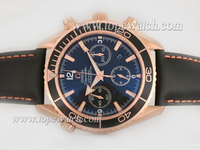 Replica Omega Planet Ocean Chronograph Asia Valjoux 7750 Movement-18K Plated Rose Gold Casing