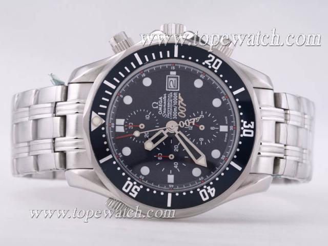 Replica Omega Seamaster 007 James Bond 40 Anniversary Working Chronograph with Black Dial