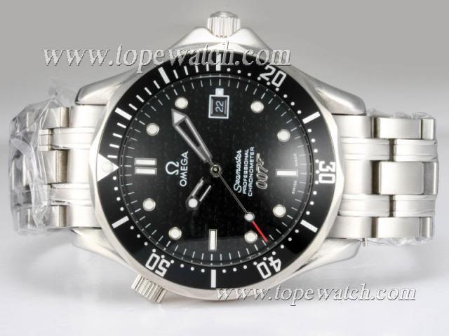 Replica Omega Seamaster 007 James Bond Automatic with Black Dial and Bezel