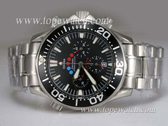 Replica Omega Seamaster America's Cup Working Chronograph with Black Dial and Bezel