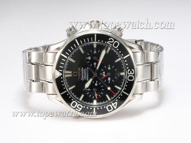 Replica Omega Seamaster Americas Cup Chronograph Automatic with Black Dial and Bezel