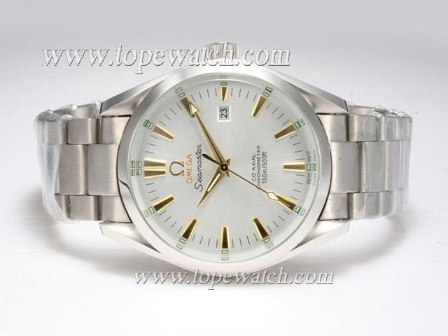 Replica Omega Seamaster Aqua Terra Big Size Automatic Gold Markings with White Dial