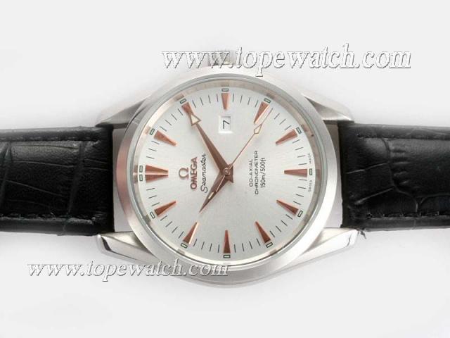 Replica Omega Seamaster Aqua Terra Big Size Automatic Rose Gold Marking with Silver Dial