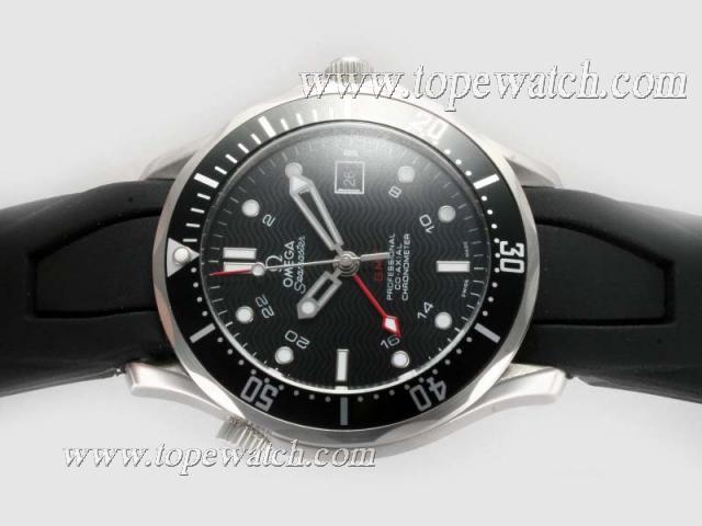 Replica Omega Seamaster GMT Working Automatic with Black Dial-Rubber Strap