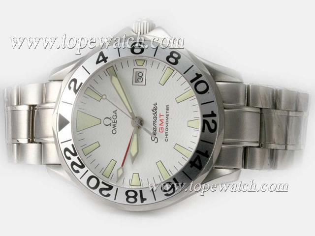 Replica Omega Seamaster GMT Working Swiss ETA 2836 Movement With White Dial