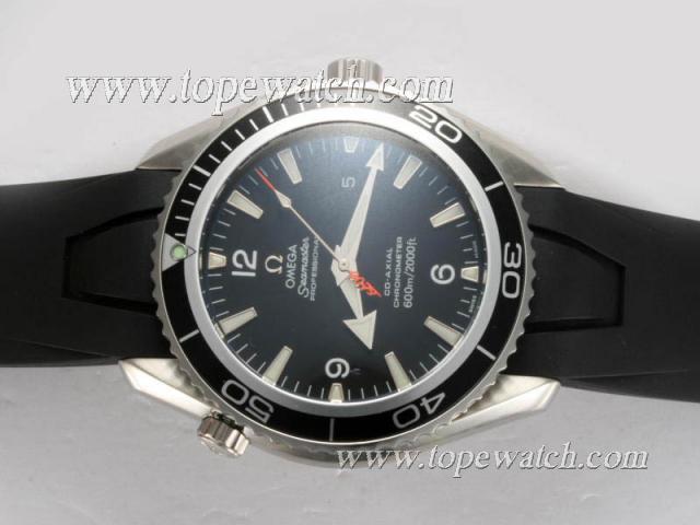 Replica Omega Seamaster Planet Ocean Casino Royale 007 Swiss ETA 2824 Movement with Black Dial and Bezel-Rubber Strap