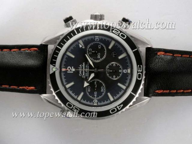 Replica Omega Seamaster Planet Ocean Chronograph Asia Valjoux 7750 Movement AR Coating-White marking