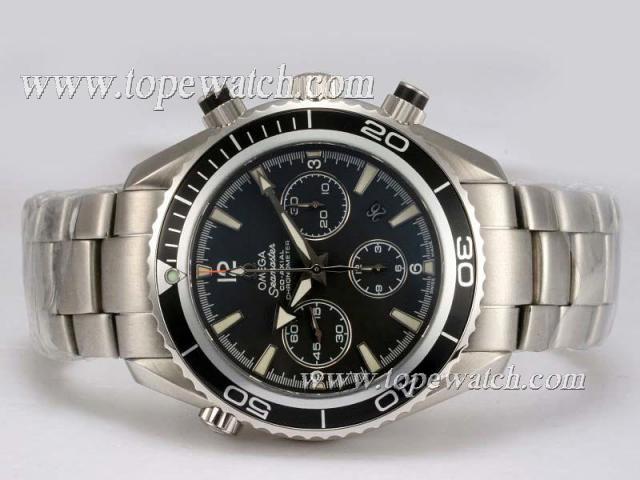 Replica Omega Seamaster Planet Ocean Chronograph Asia Valjoux 7750 Movement S/S -White marking