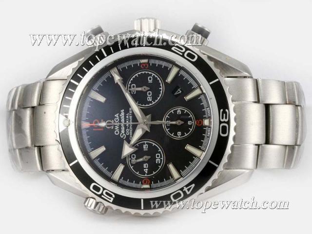 Replica Omega Seamaster Planet Ocean Chronograph Asia Valjoux 7750 Movement with Orange Marking