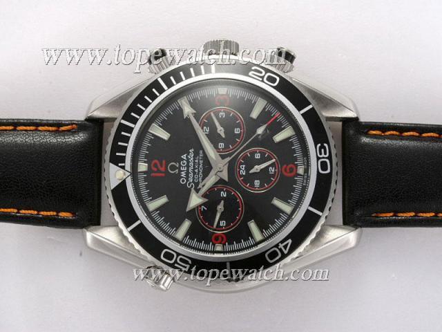 Replica Omega Seamaster Planet Ocean Chronograph Automatic with Black Bezel and Dial