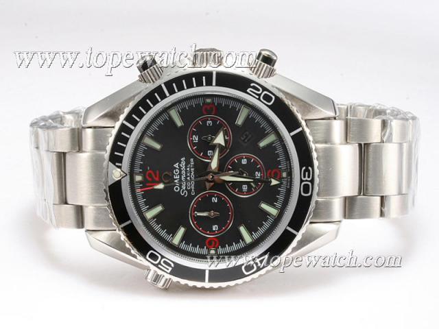 Replica Omega Seamaster Planet Ocean Chronograph Automatic with Black Dial