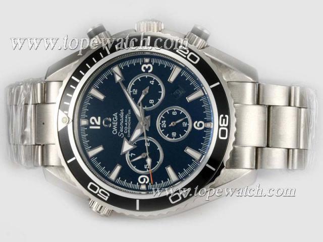 Replica Omega Seamaster Planet Ocean Chronograph Automatic with Black Dial-AR Coating