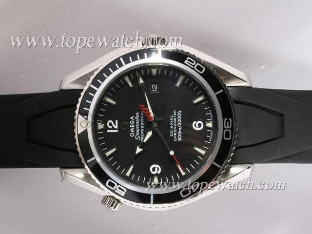 Replica Omega Seamaster Planet Ocean Royale Casino 007 Automatic with Black Dial and Bezel-Rubber Strap