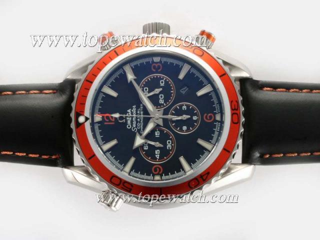 Replica Omega Seamaster Planet Ocean Working Chronograph with Orange Bezel-Same Chassis As 7750-High Quality