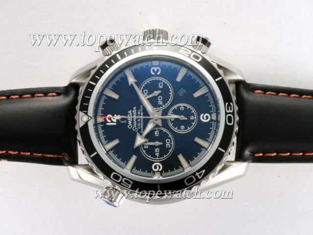 Replica Omega Seamaster Planet Ocean Working Chronograph with White Marking-Same Chassis As 7750-High Quality