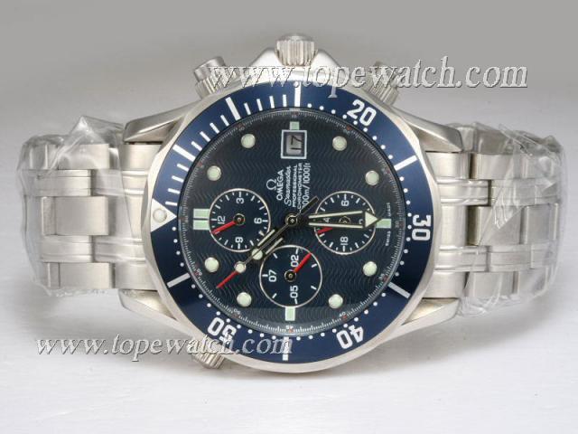 Replica Omega Seamaster Professional Chronograph Automatic with Blue Dial and Bezel