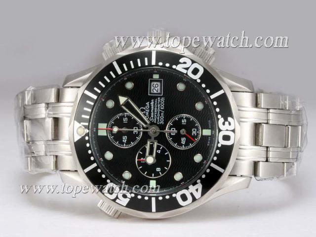 Replica Omega Seamaster Professional Working Chronograph with Black Dial and Bezel