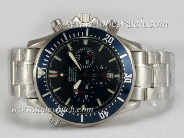 Replica Omega Seamaster Working Chronograph with Blue Dial and Bezel