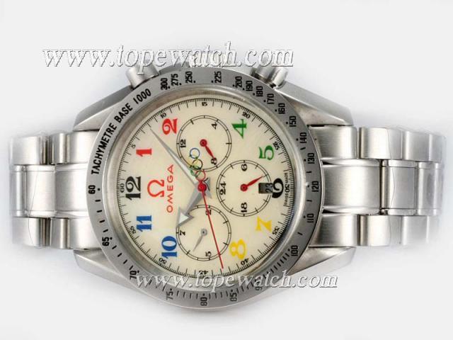 Replica Omega Speedmaster Chronograph Automatic with Beige Dial-Olympic Edition