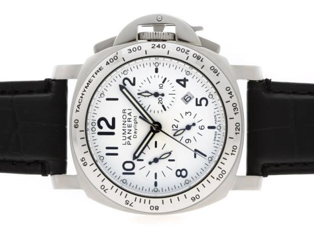 Replica Panerai Luminor Daylight Chronograph Automatic White Dial with Leather Strap-Same Structure As 7750-High Quality