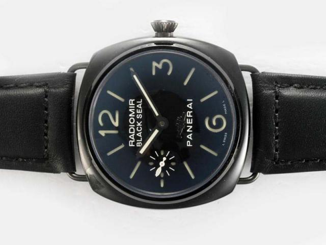 Replica Panerai Radiomir Black Seal Swan Neck Swiss ETA Unitas 6497 Movement PVD Case with Black