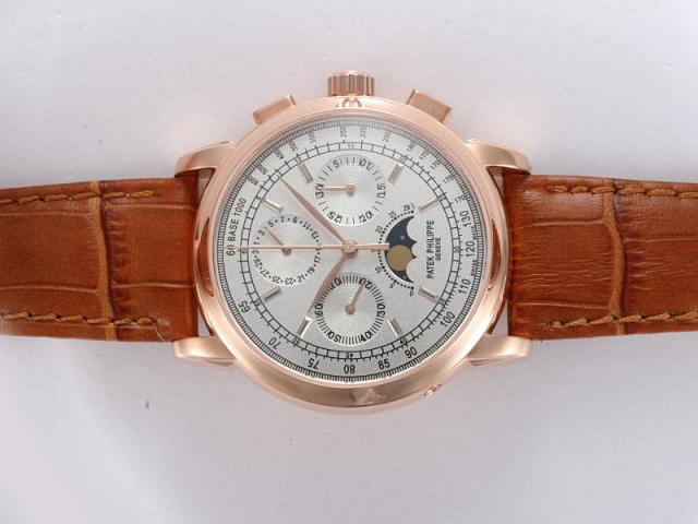Replica Patek Philippe Grande Complication Lemania Movement Rose Gold Case with White Dial