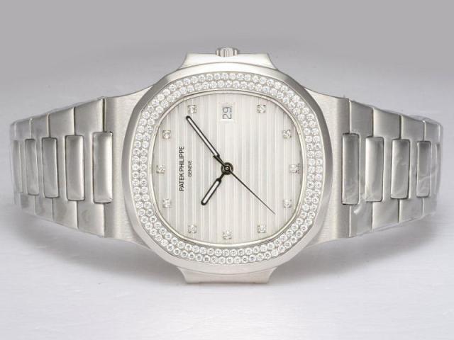 Replica Patek Philippe Nautilus Jumbo MBW Swiss ETA 2824 Movement Diamond Bezel and Marking with White Dial