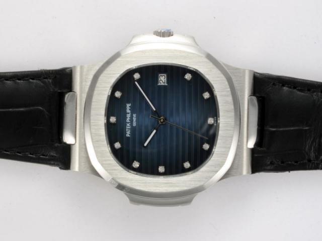 Replica Patek Philippe Nautilus Jumbo MBW Swiss ETA 2824 Movement Diamond Marking with Blue Dial-Deployment Buckle