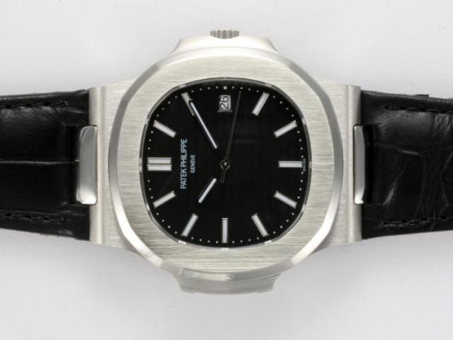 Replica Patek Philippe Nautilus Jumbo MBW Swiss ETA 2824 Movement with Black Dial-Deployment Buckle