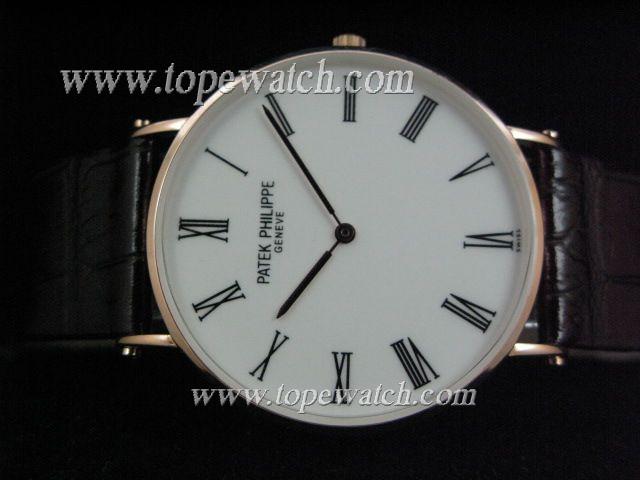 Replica Patek Philippe PP-091 ROSE GOLD CASE WHITE ROMAN QUARTZ