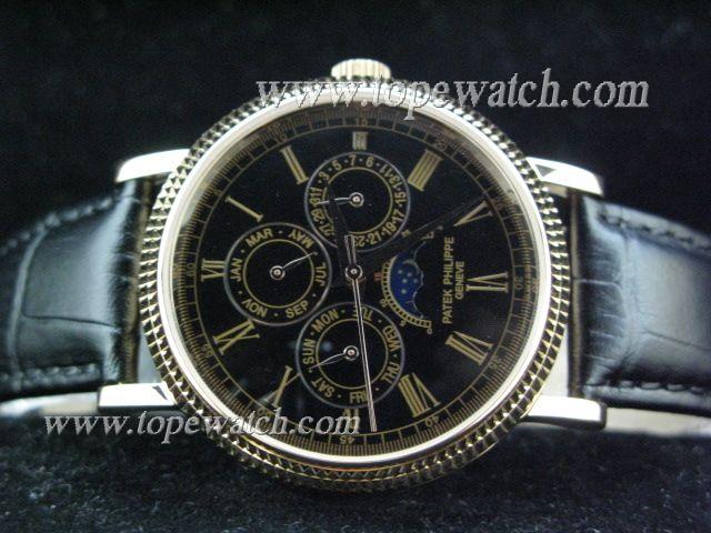 Replica Patek Philippe PP-103  GOLD CASE BLACK ROMAN AUTO BLACK