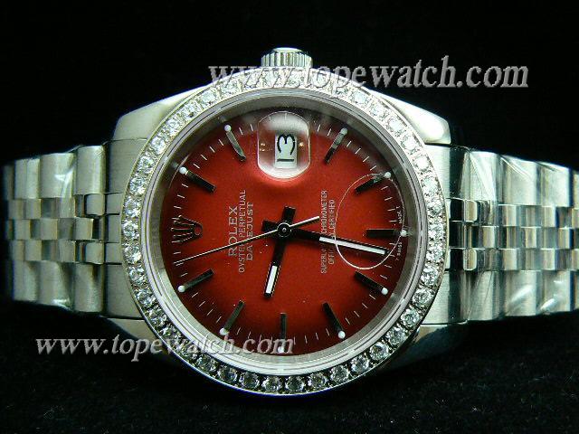 Replica ROLEX Datejust Gents Red Dial Stick Markers