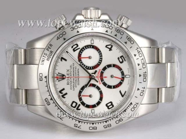 Replica Rolex Daytona Chronograph Asia  Valjoux 7750 Movement with Silver Dial