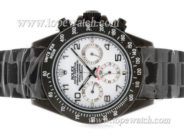 Replica Rolex Daytona Pro Hunter Chronograph Automatic Full PVD with White Dial-Number Marking