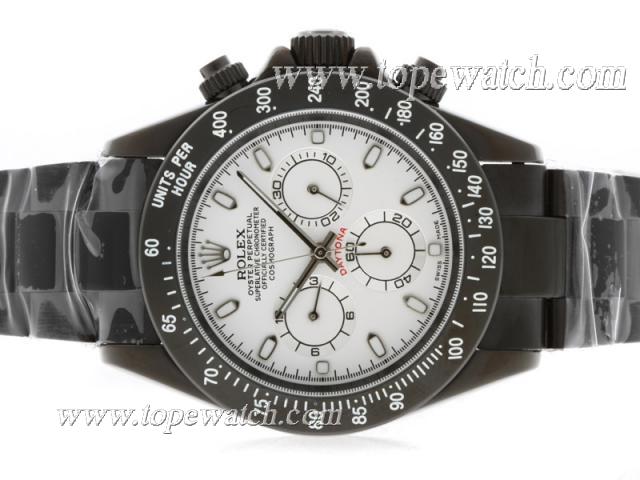 Replica Rolex Daytona Pro Hunter Chronograph Automatic Full PVD with White Dial-Stick Marking