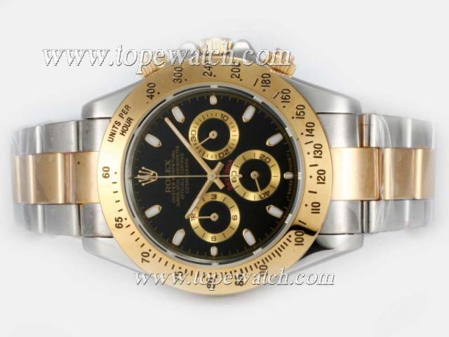 Replica Rolex Daytona Working Chronograph Two Tone with Black Dial