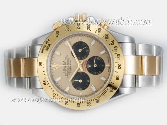 Replica Rolex Daytona Working Chronograph Two Tone with Golden Dial