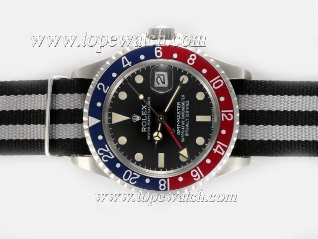 Replica Rolex GMT-Master GMT Working Automatic with Black Dial-Nylon Strap Vintage Edition