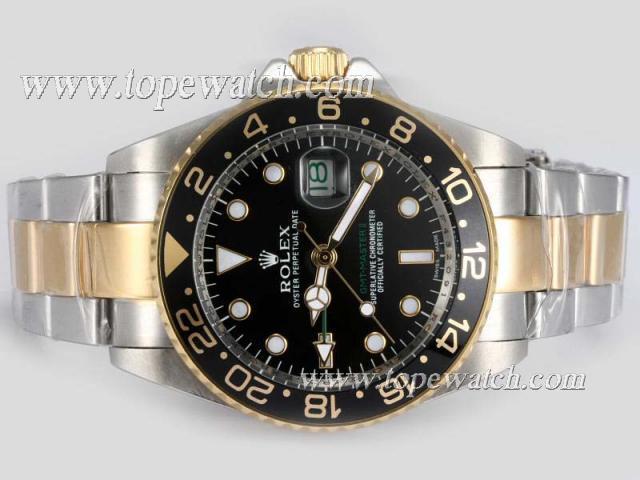 Replica Rolex GMT-Master II Automatic Two Tone with Black Dial