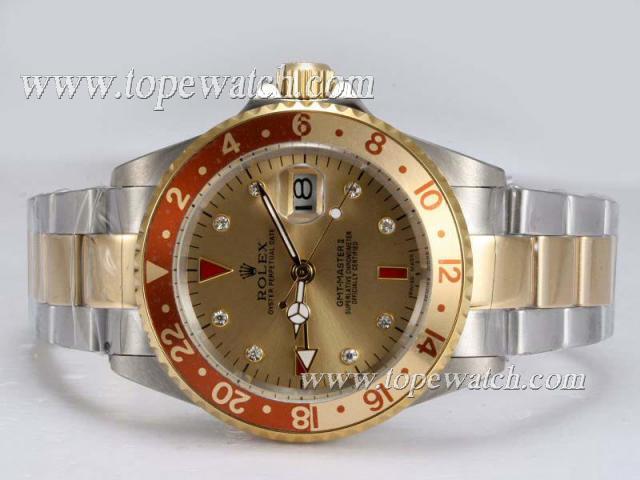 Replica Rolex GMT-Master II Automatic Two Tone with Golden Dial